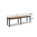 Tilly 150cm Wooden Bench - Black Oak & Paper Cord - Laura James