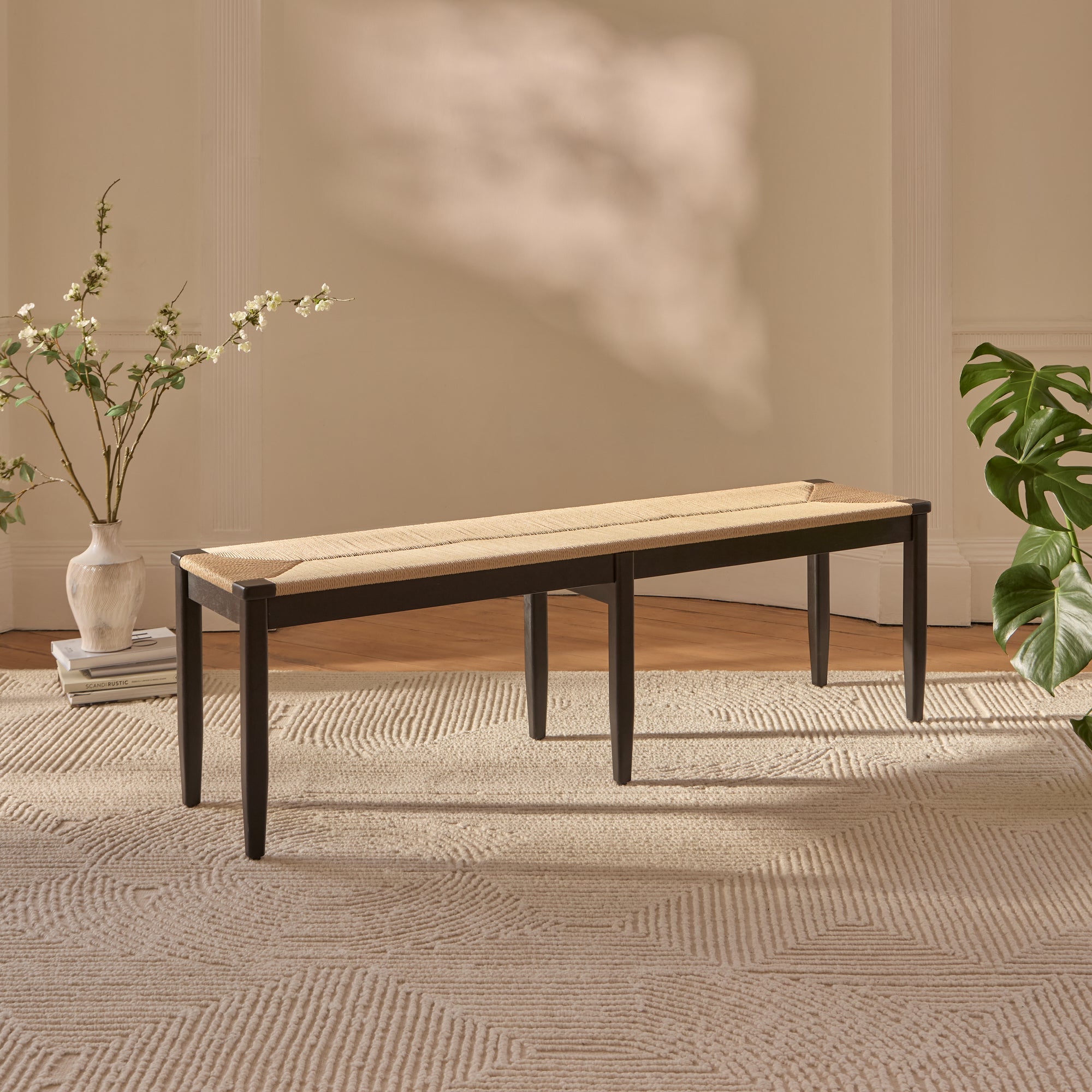 新品　JSF x Manhattan Records Bench Tilly 150cm Wooden Woven Bench - Black Oak – Laura James