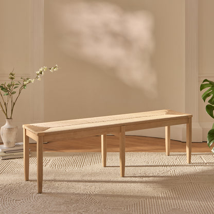 Tilly 150cm Wooden Woven Bench - Whitewash Oak - Laura James