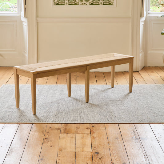 Tilly 150cm Wooden Bench - Whitewash Oak & Paper Cord - Laura James