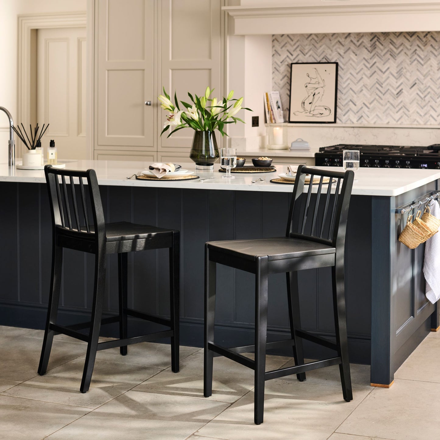 Tilly Bar Stool - Black Oak - Laura James