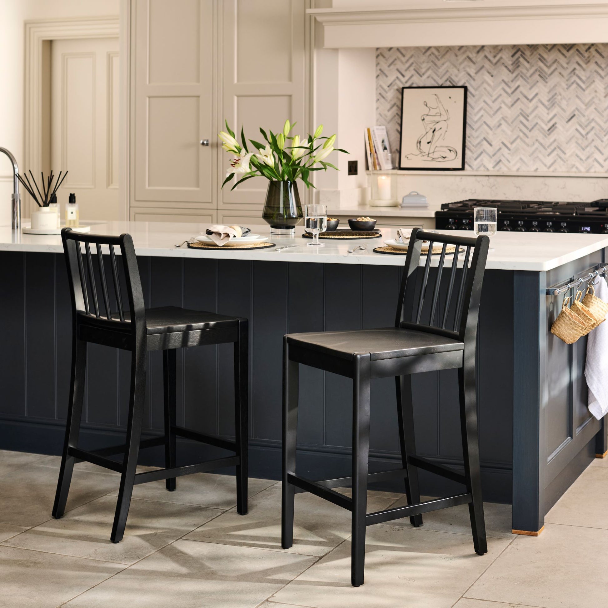 Tilly Bar Stool - Black Oak - Laura James