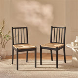 Tilly Natural String Dining Chair - Set of 2 - Black Oak Legs - Laura James