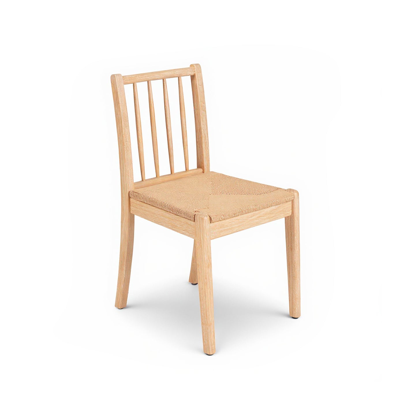 Farren Whitewash Oval Dining Table Set - 6 Seater - Tilly Natural String Dining Chairs - Whitewash Oak Legs - Laura James