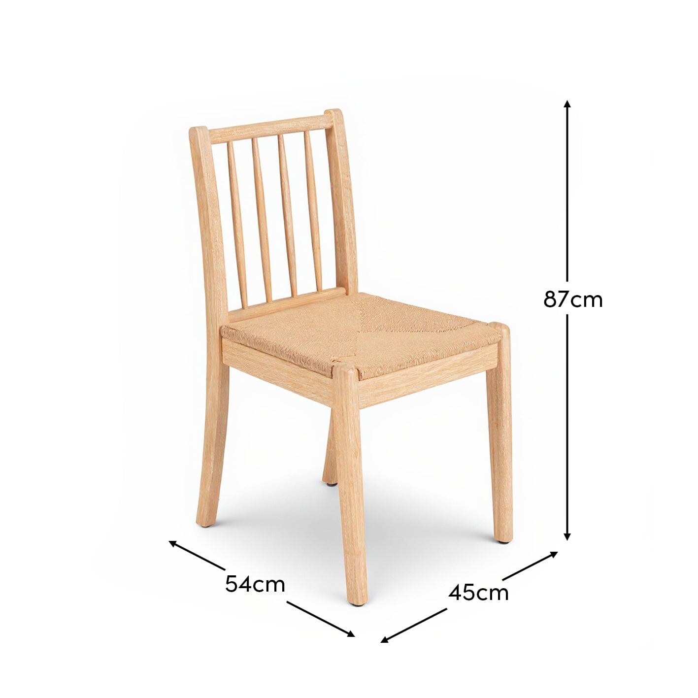 Tilly Natural String Dining Chair - Set of 2 - Whitewash Oak Legs - Laura James 