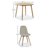 Tilly 100cm Round Dining Table - 4 Seater - Ellis Dining Chairs - Light Beige with Whitewash Oak Legs