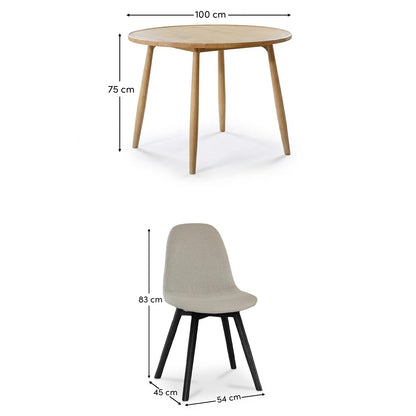 Tilly 100cm Round Dining Table - 4 Seater - Ellis Soft Beige Dining Chairs - Black Oak Legs - Laura James 