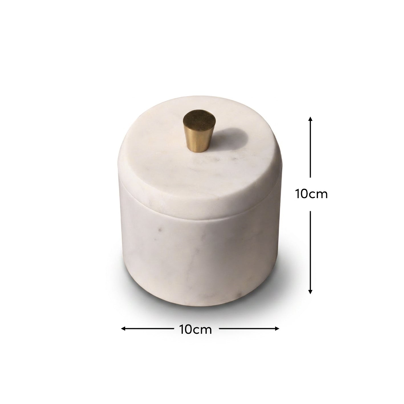 Tiree 10cm Lidded Pot with Brass Handle - White Marble - Laura James 