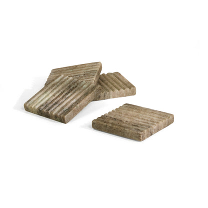 Tiree 10cm Set of 4 Square Coasters - Beige Marble - Laura James 
