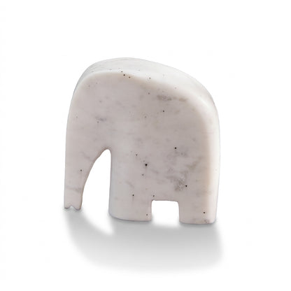 Tiree 13cm Elephant Ornament - White Marble