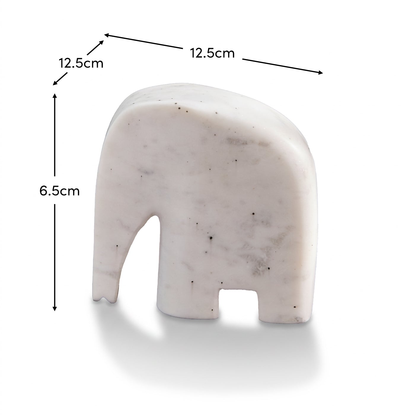 Tiree 13cm Elephant Ornament - White Marble