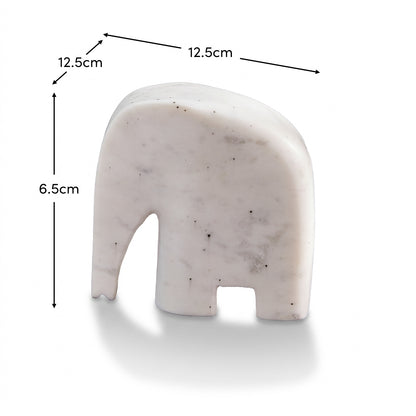 Tiree 13cm Elephant Ornament - White Marble