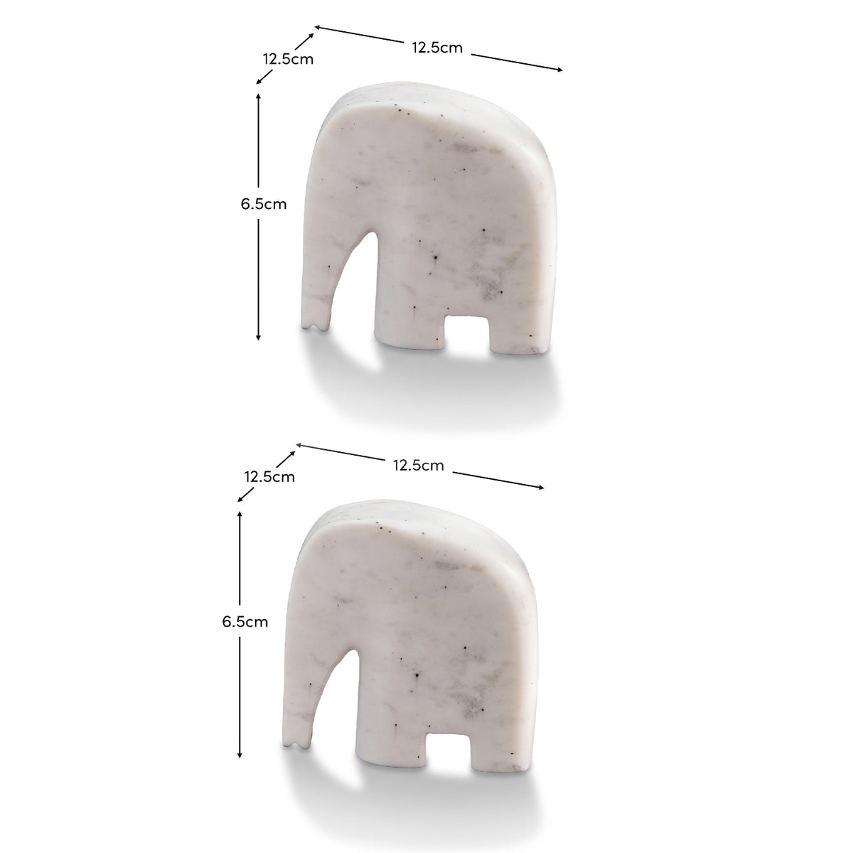 Tiree Elephant Bookends - White Marble