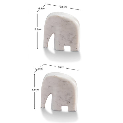 Tiree Elephant Bookends - White Marble