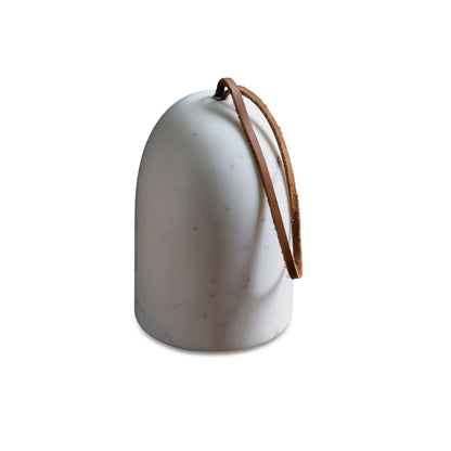 Tiree 15cm Door Stop with Leather Handle - White Marble - Laura James 
