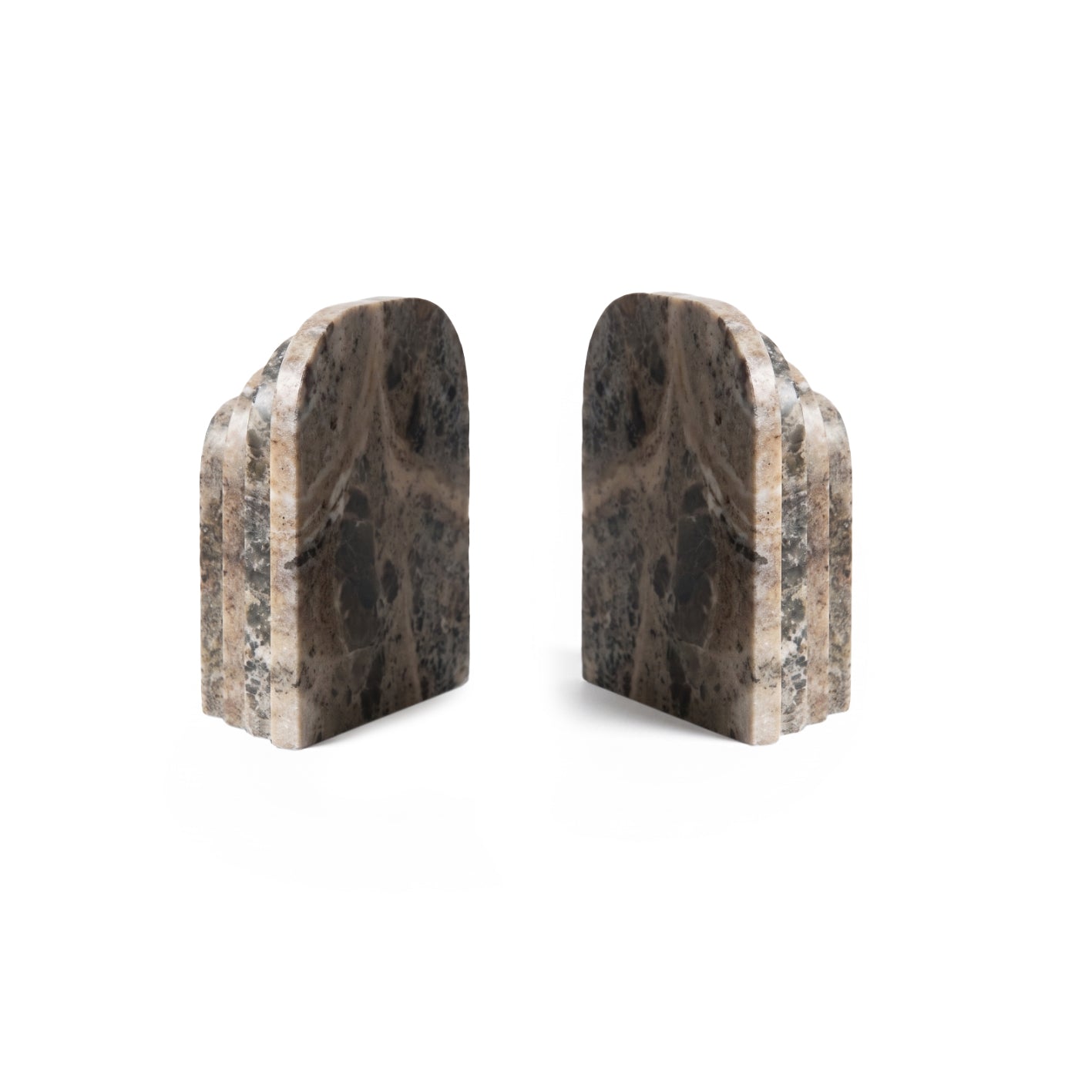 Tiree 15cm Set of 2 Arch Bookends - Beige Marble - Laura James 