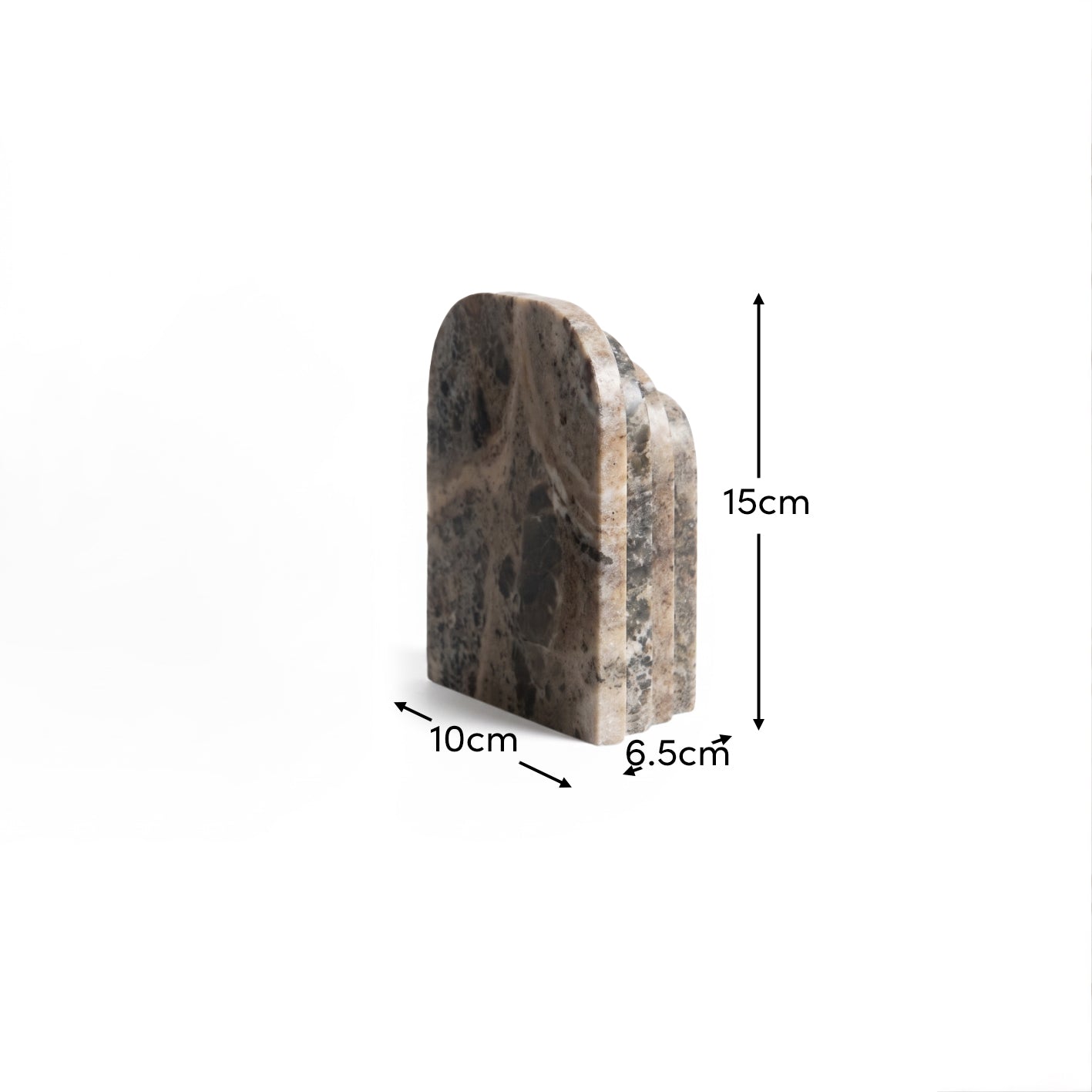 Tiree 15cm Set of 2 Arch Bookends - Beige Marble - Laura James 