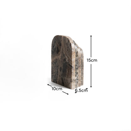 Tiree 15cm Set of 2 Arch Bookends - Beige Marble - Laura James 