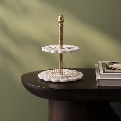 Tiree 23cm Jewellery Stand - White Marble - Laura James 