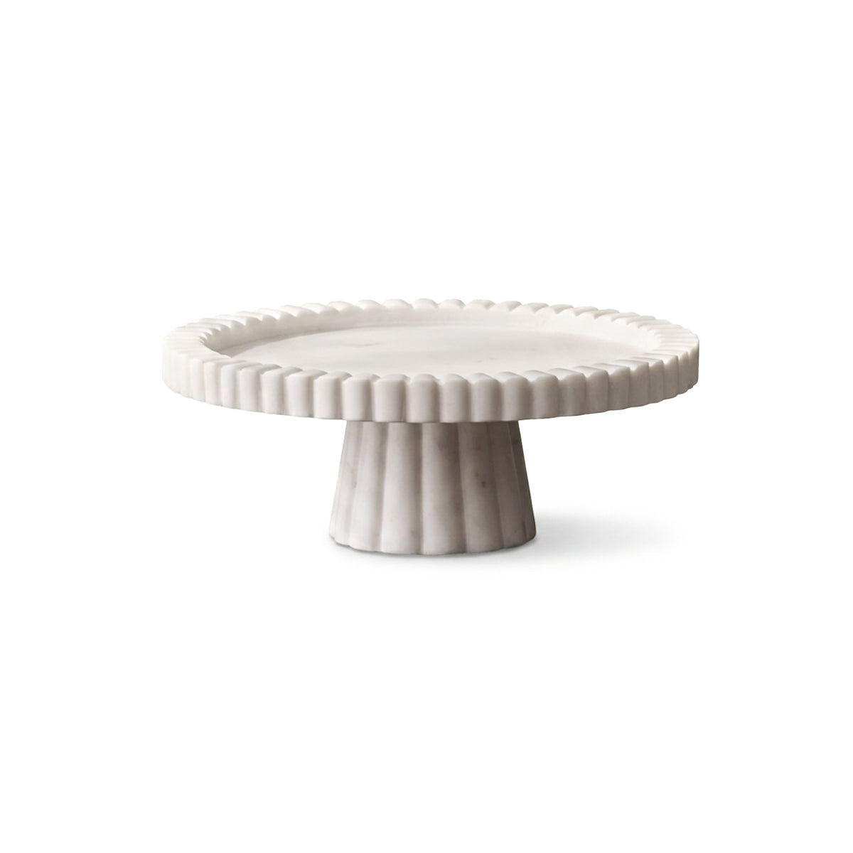 Tiree 25cm Round Cake Stand - White Marble - Laura James 