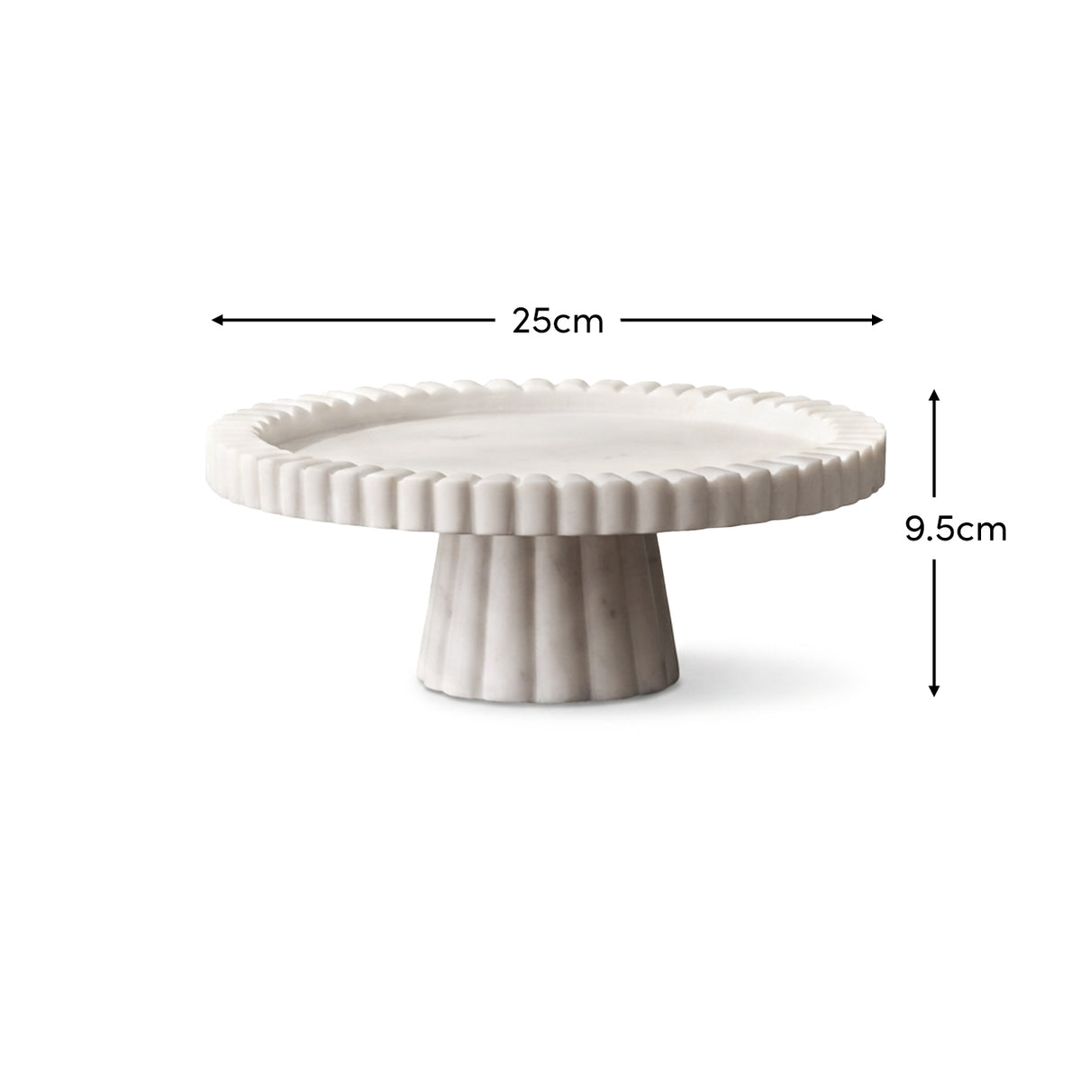 Tiree 25cm Round Cake Stand - White Marble - Laura James 
