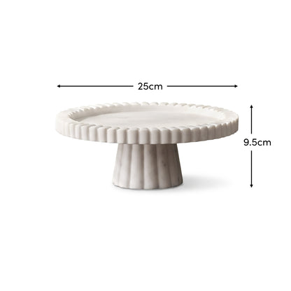 Tiree 25cm Round Cake Stand - White Marble - Laura James 