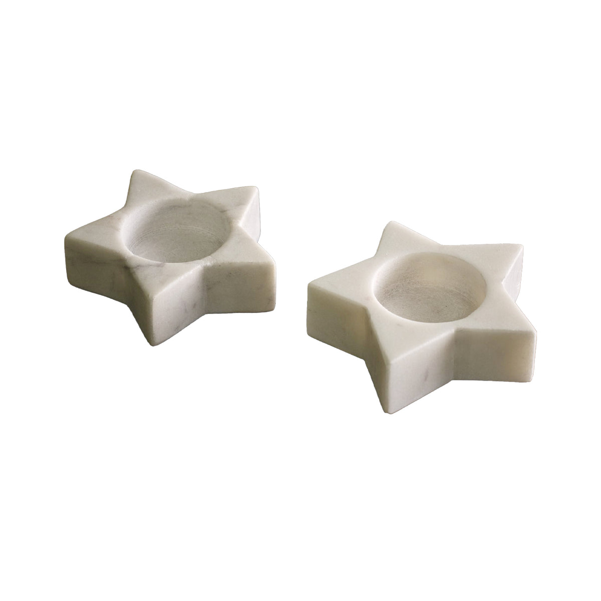Tiree 7.5cm Star Candle Holder - Set of 2 - White Marble - Laura James 