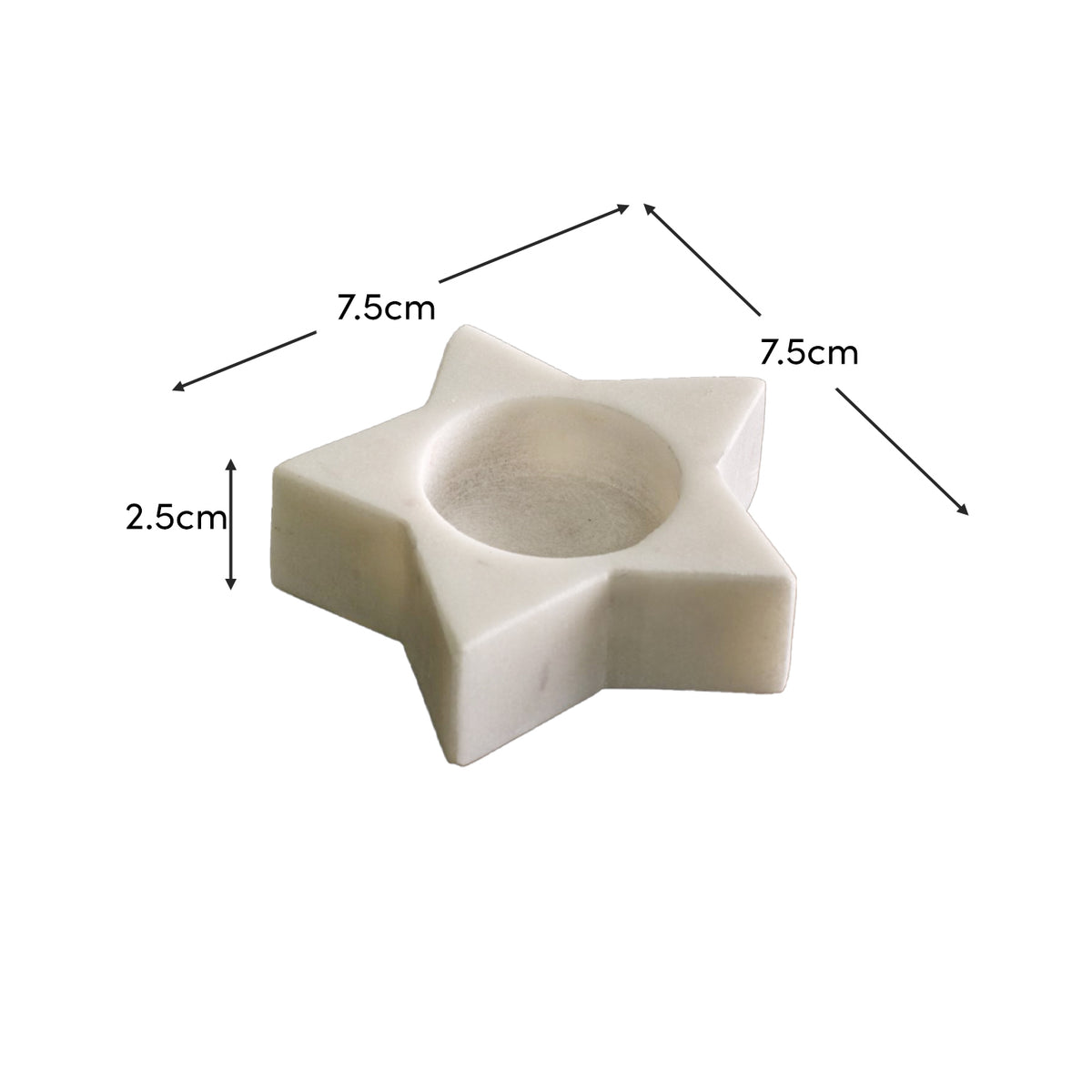 Tiree 7.5cm Star Candle Holder - Set of 2 - White Marble - Laura James 
