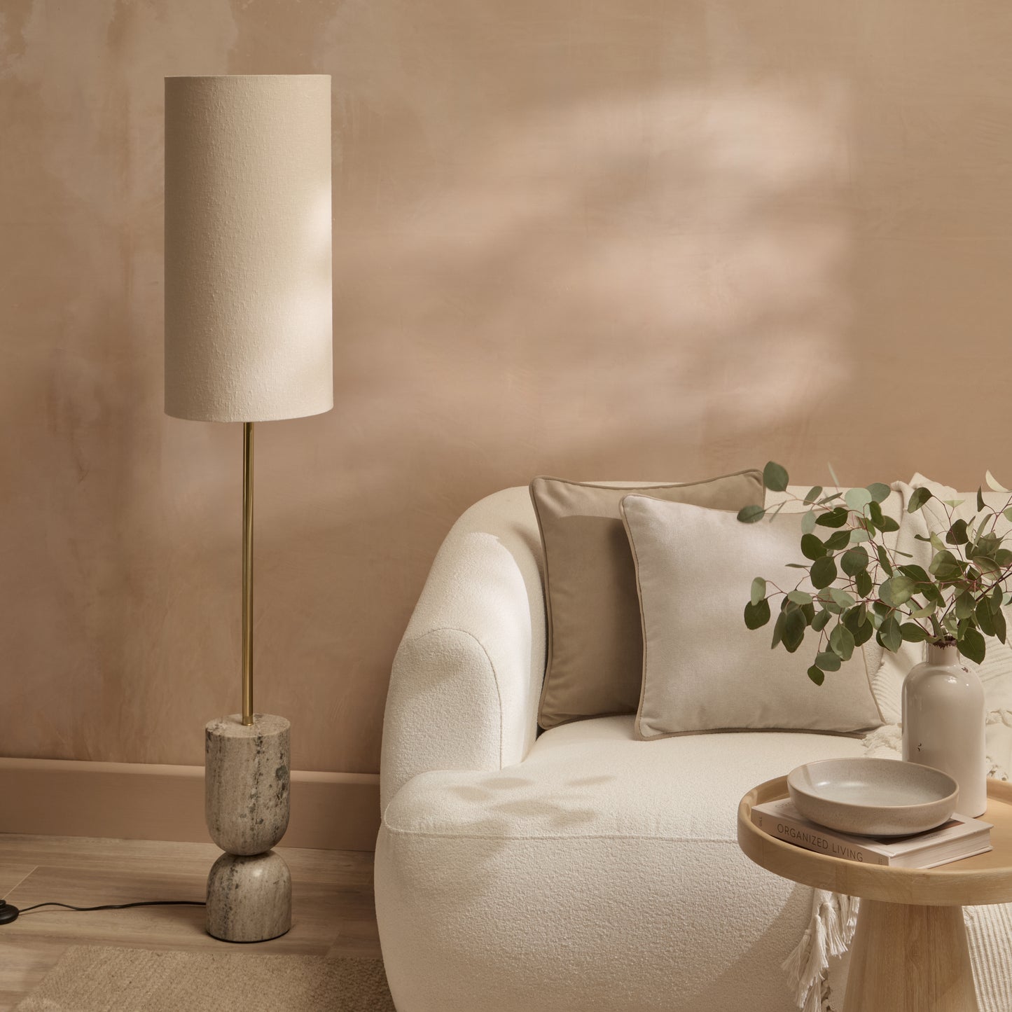 Tiree Taupe Marble Floor Lamp Base - 97cm - Laura James 