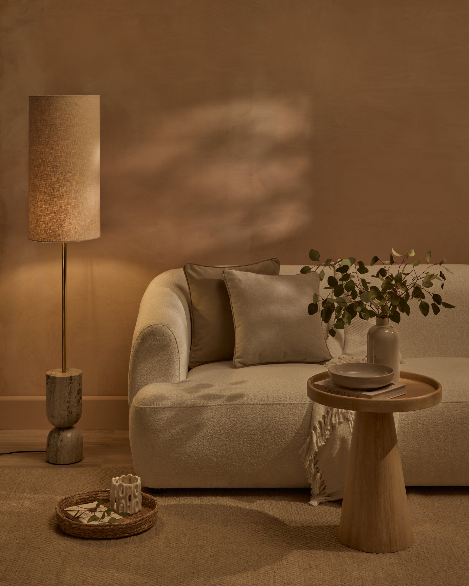 Tiree Taupe Marble Floor Lamp Base - 97cm - Laura James 