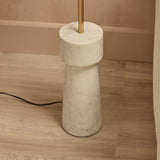Tiree 97cm White Marble Floor Lamp Base with Tiree 30cm Tall Lamp Shade - Ivory Boucle - Laura James