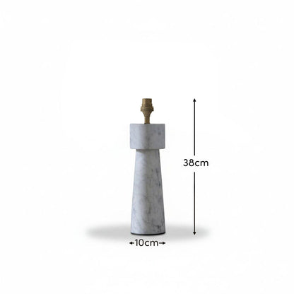 Tiree White Marble Table Lamp Base - 38cm - Laura James 