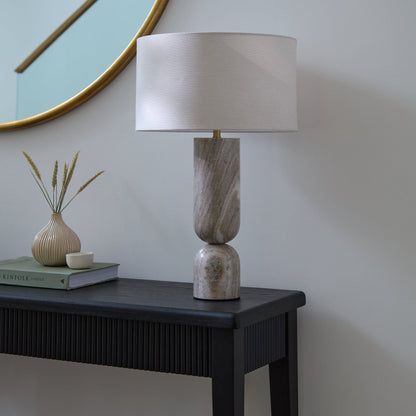 Tiree Taupe Marble Floor Lamp Base - 41cm - Laura James