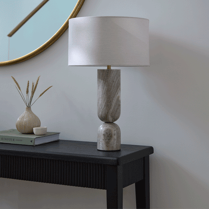 Tiree Taupe Marble Floor Lamp Base - 41cm - Laura James