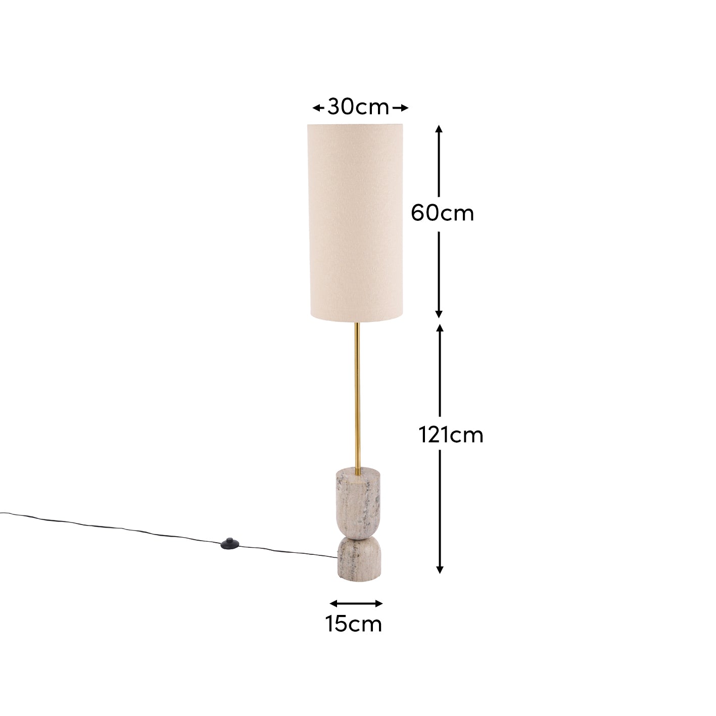 Tiree Taupe Marble Floor Lamp Base - 97cm - Laura James 