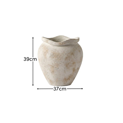 Tomar Fiber Cement 38.5cm Planter - Rustic White - Laura James
