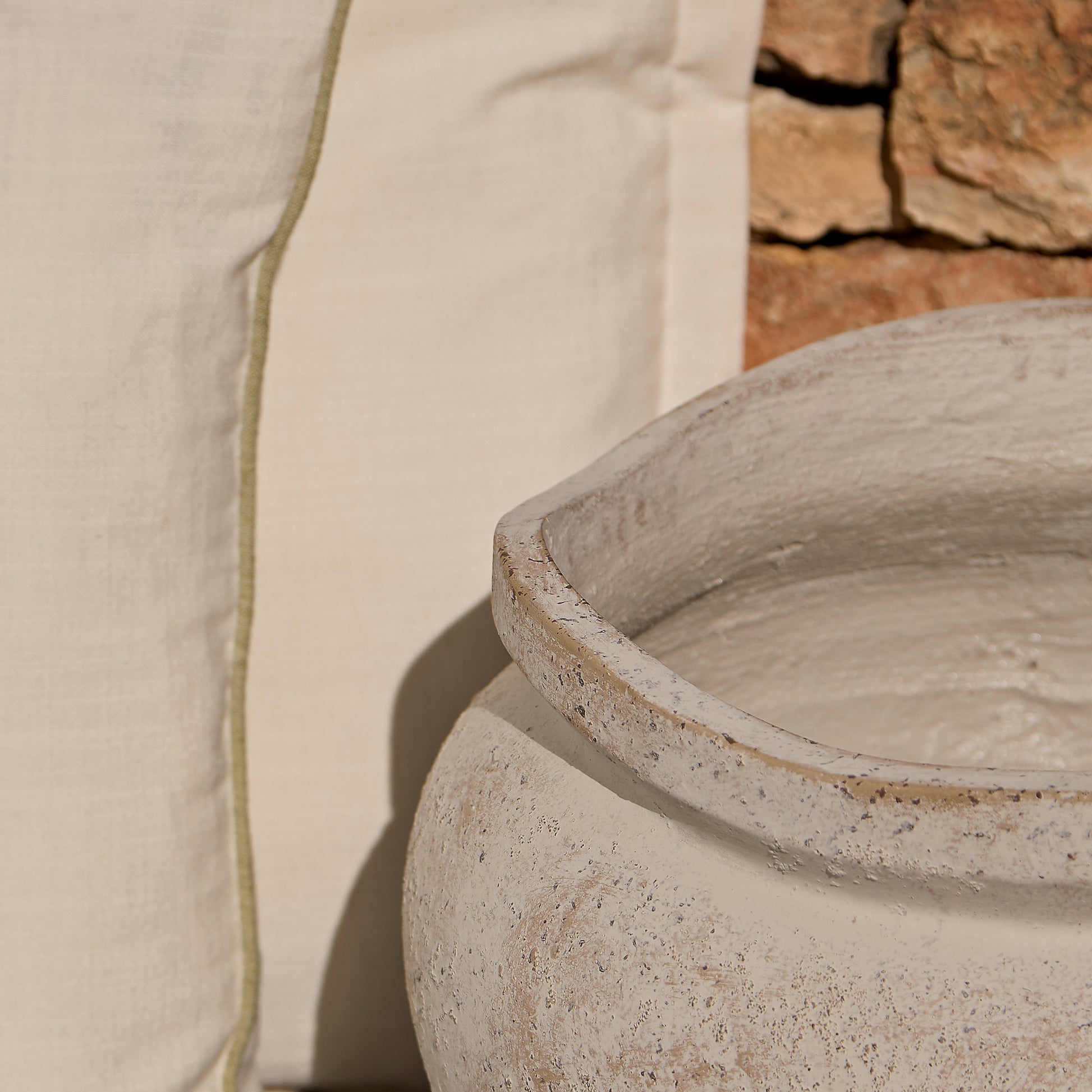 Tomar Fiber Cement 29.5cm Wide Planter - Rustic White - Laura James