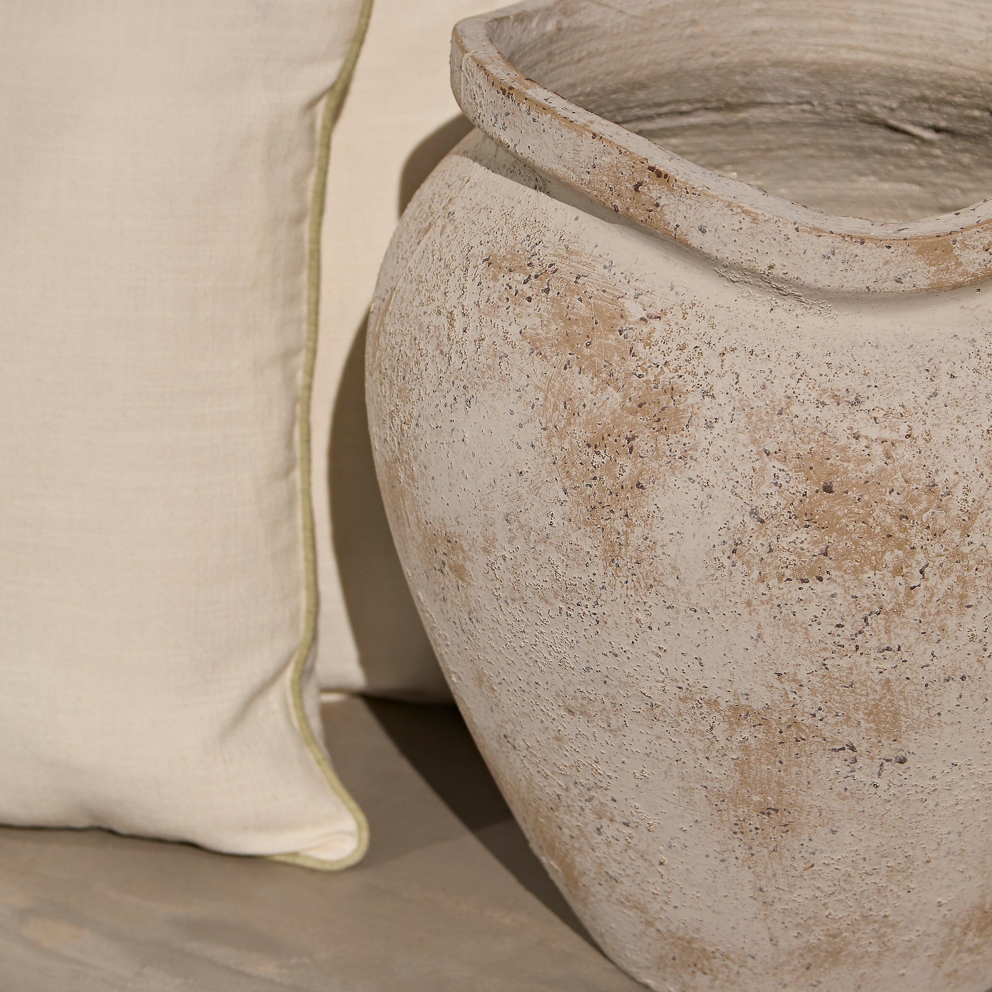Tomar Fiber Cement 38.5cm Planter - Rustic White - Laura James