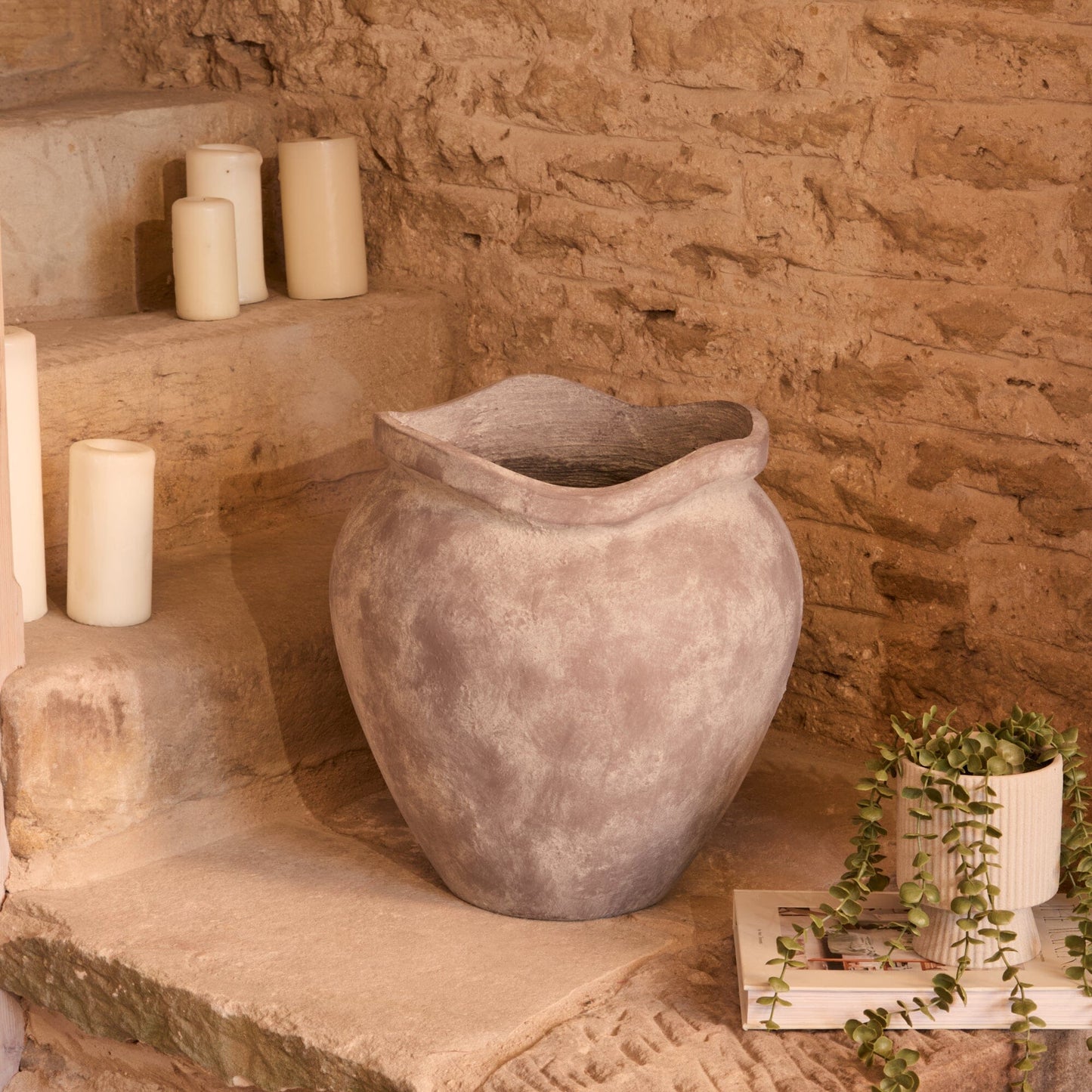 Tomar Fiber Cement 38.5cm Planter - Rustic Grey - Laura James