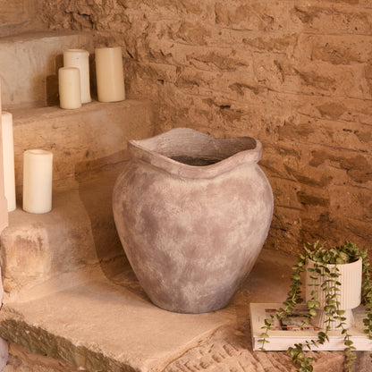 Tomar Fiber Cement 38.5cm Planter - Rustic Grey - Laura James