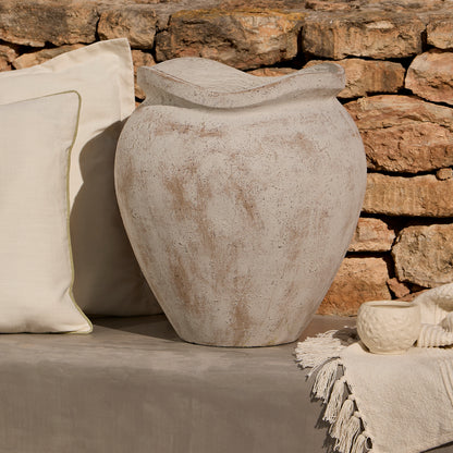 Tomar Fiber Cement 46cm Planter - Rustic White - Laura James