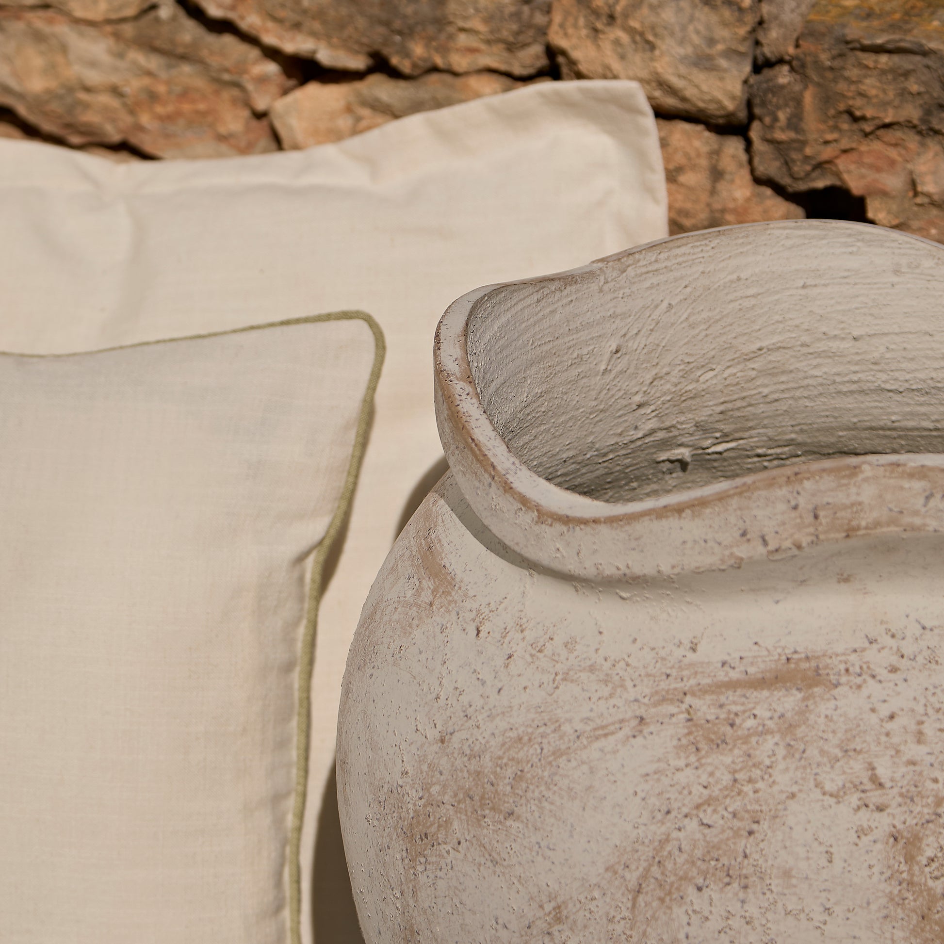 Tomar Fiber Cement 46cm Planter - Rustic White - Laura James