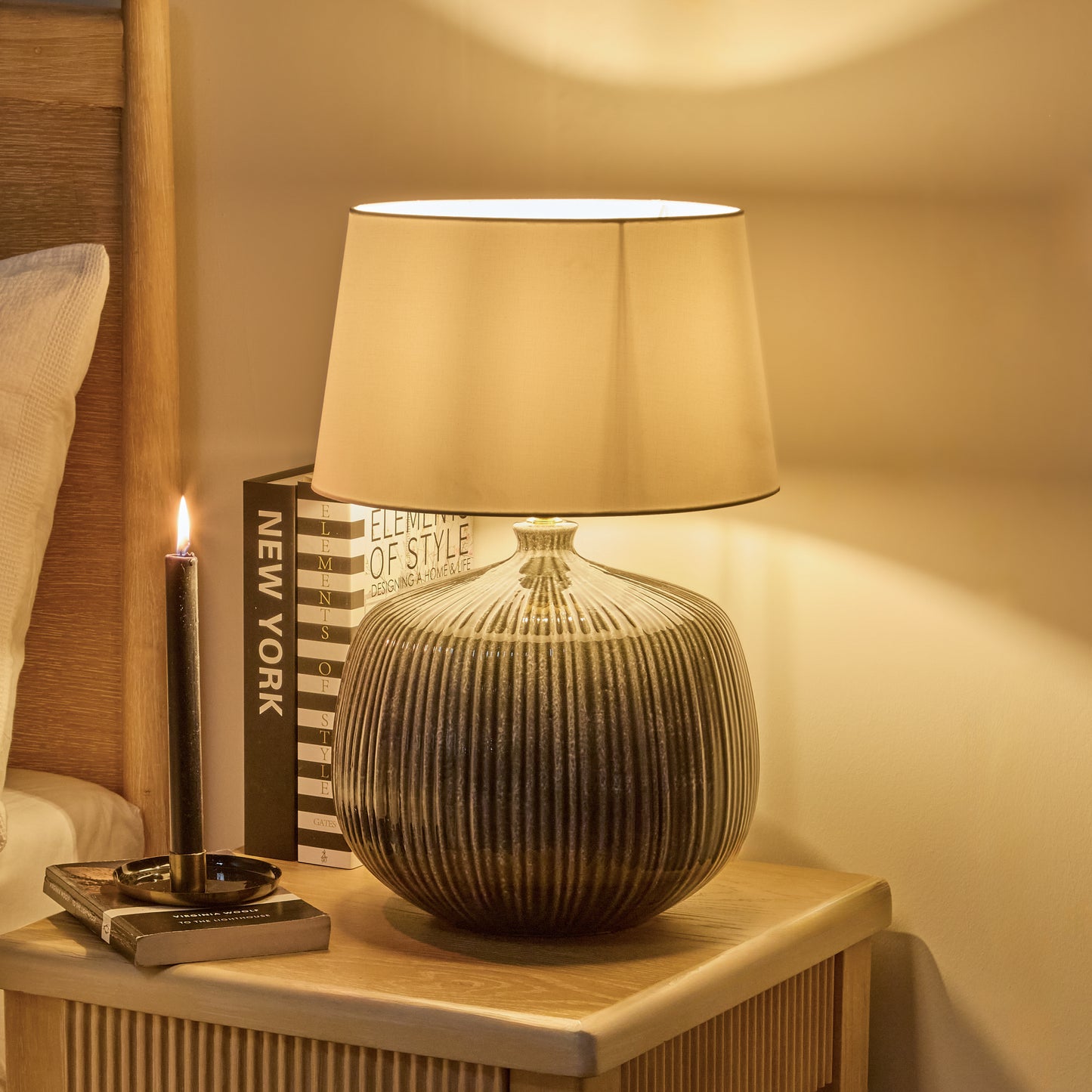 Tongham 31cm Ceramic Lamp Base - Dark Grey - Laura James