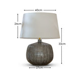 Tongham 31cm Ceramic Lamp Base - Dark Grey & Coningsby 40cm Cotton Lamp Shade - Snow White - Laura James