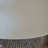 Tongham 31cm Ceramic Lamp Base - Dark Grey & Coningsby 40cm Cotton Lamp Shade - Snow White - Laura James