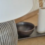 Tongham 31cm Ceramic Lamp Base - Dark Grey & Coningsby 40cm Cotton Lamp Shade - Snow White - Laura James