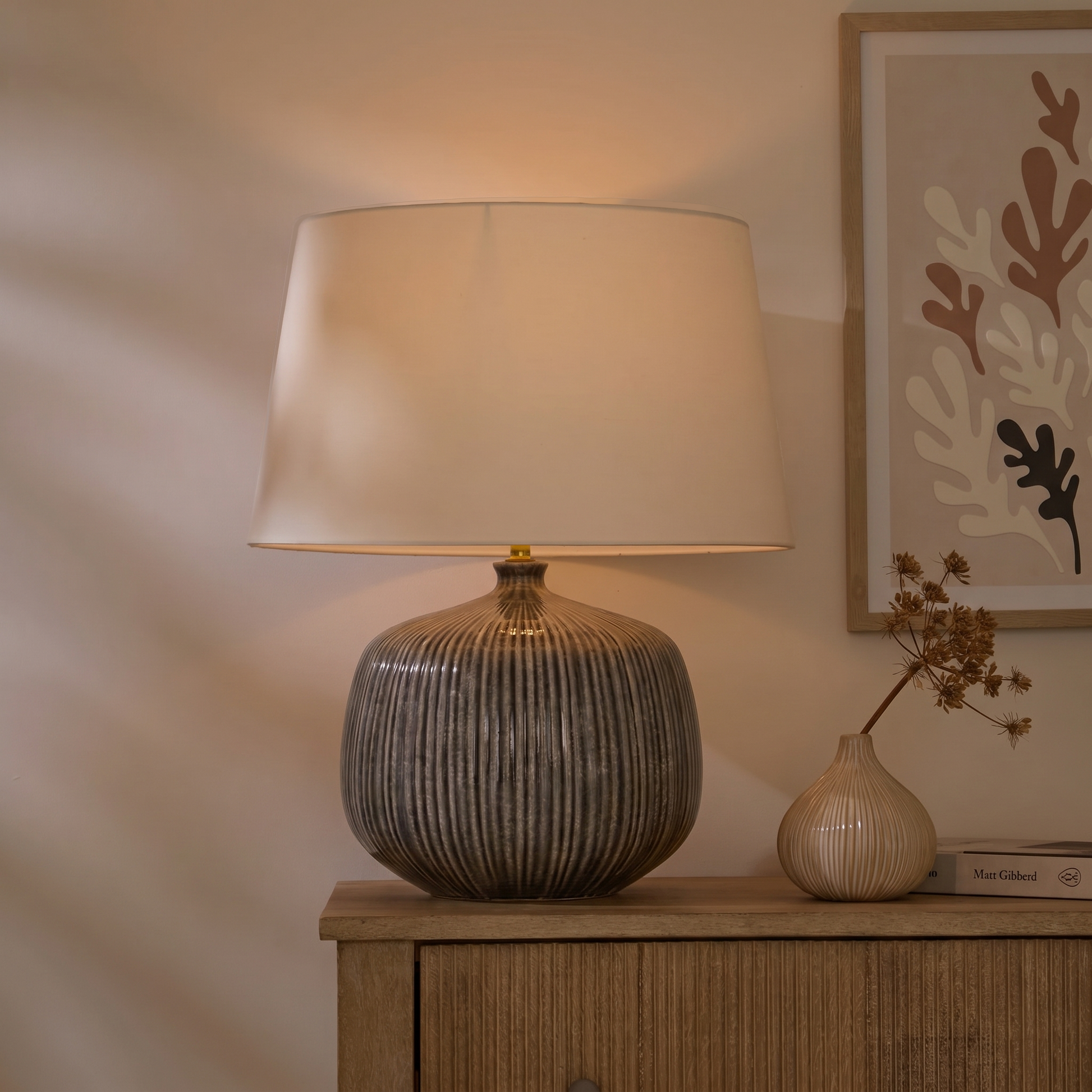 Tongham 31cm Ceramic Lamp Base - Dark Grey - Laura James 