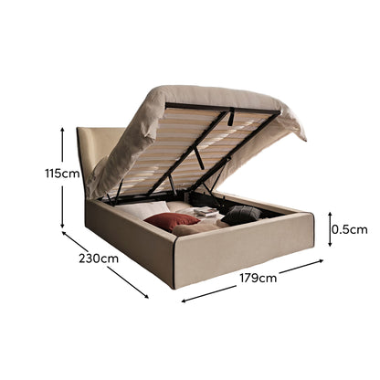Torin Double Ottoman Bed - Ivory with Jet Black Piping - Laura James 