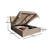 Torin King Ottoman Bed - Ivory with Jet Black Piping - Laura James 