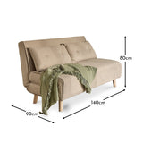 Una 2 Seater Double Sofa Bed - Soft Beige - Laura James 